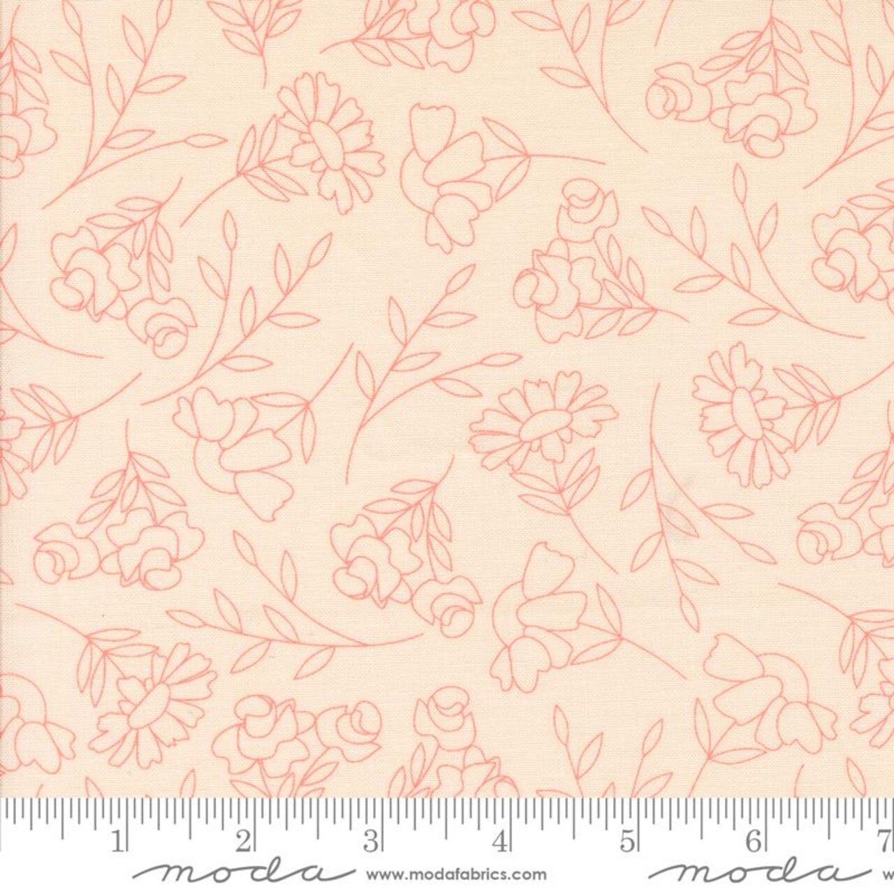 Fabric Moda Pale Pink Spring Sketch Florals Abloom by the Quarter Yard 29211-14